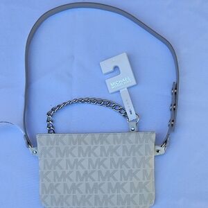 Michael Kors Cream Crossbody Bag with Chain Detail